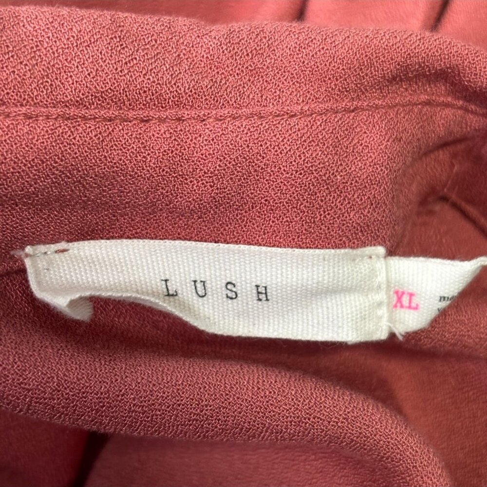 LUSH Top XL Rose Pink Collared Popover Blouse Long Sleeve Women's - Picture 7 of 8